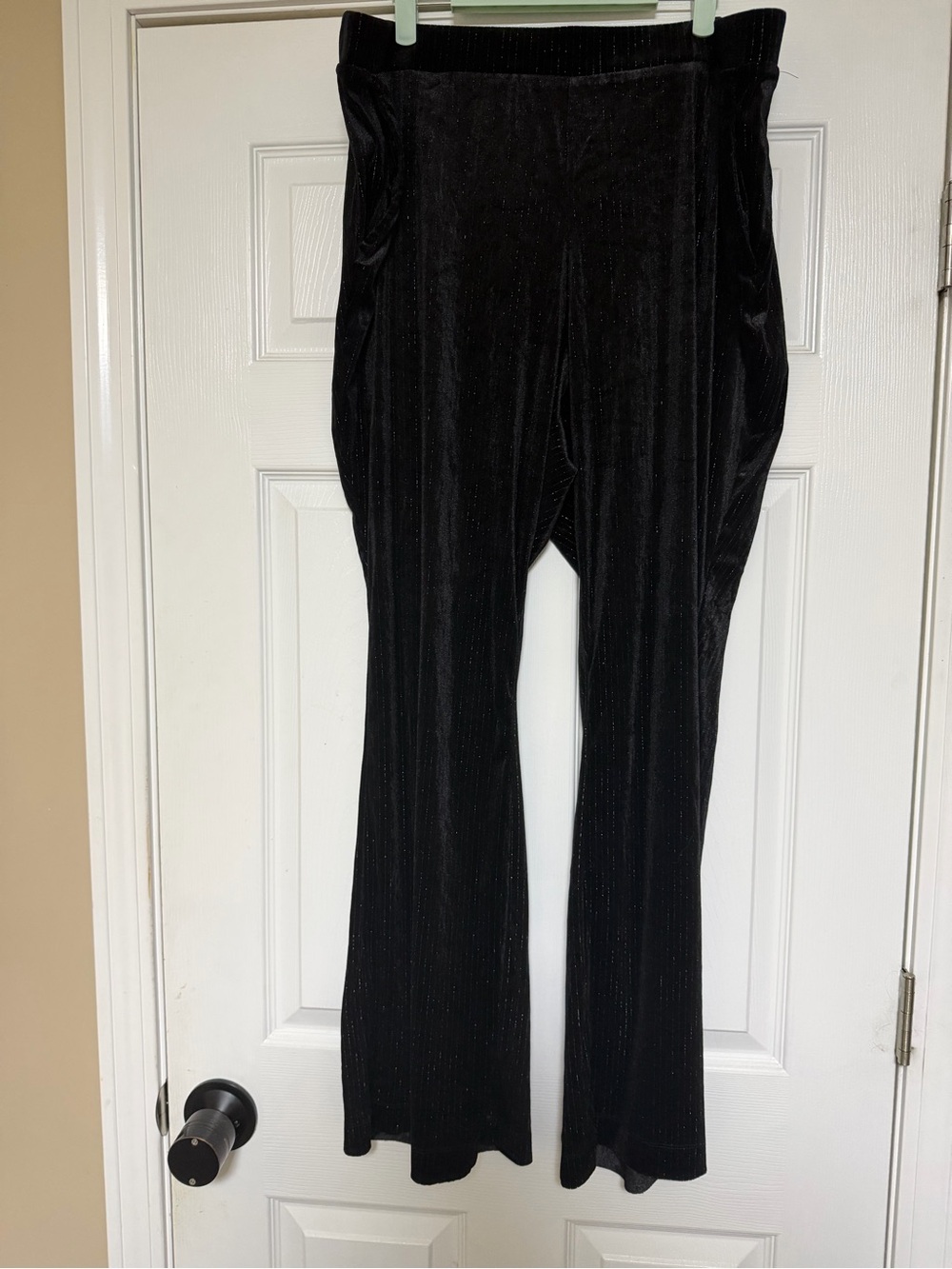 Ava & Viv Black Velvet Flare Pants with Subtle Sparkle